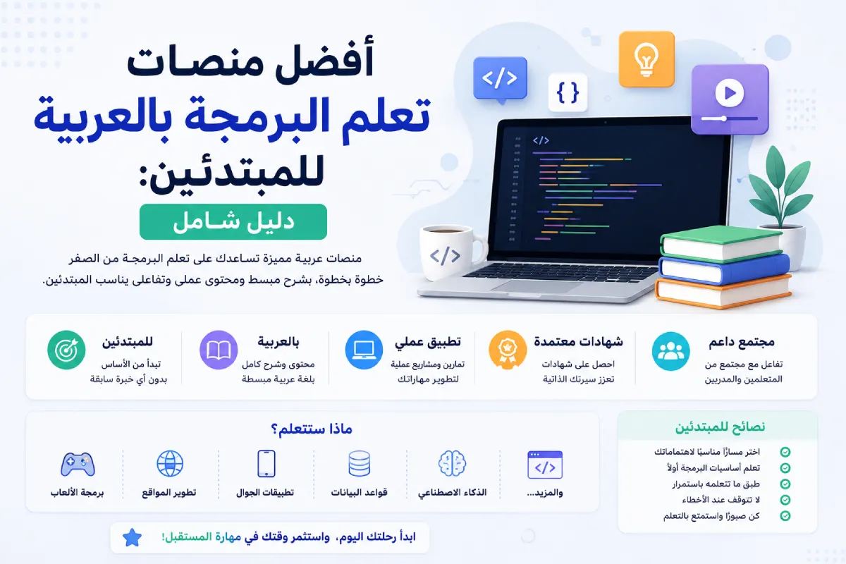 أفضل منصات تعلم البرمجة بالعربية للمبتدئين: دليل شامل