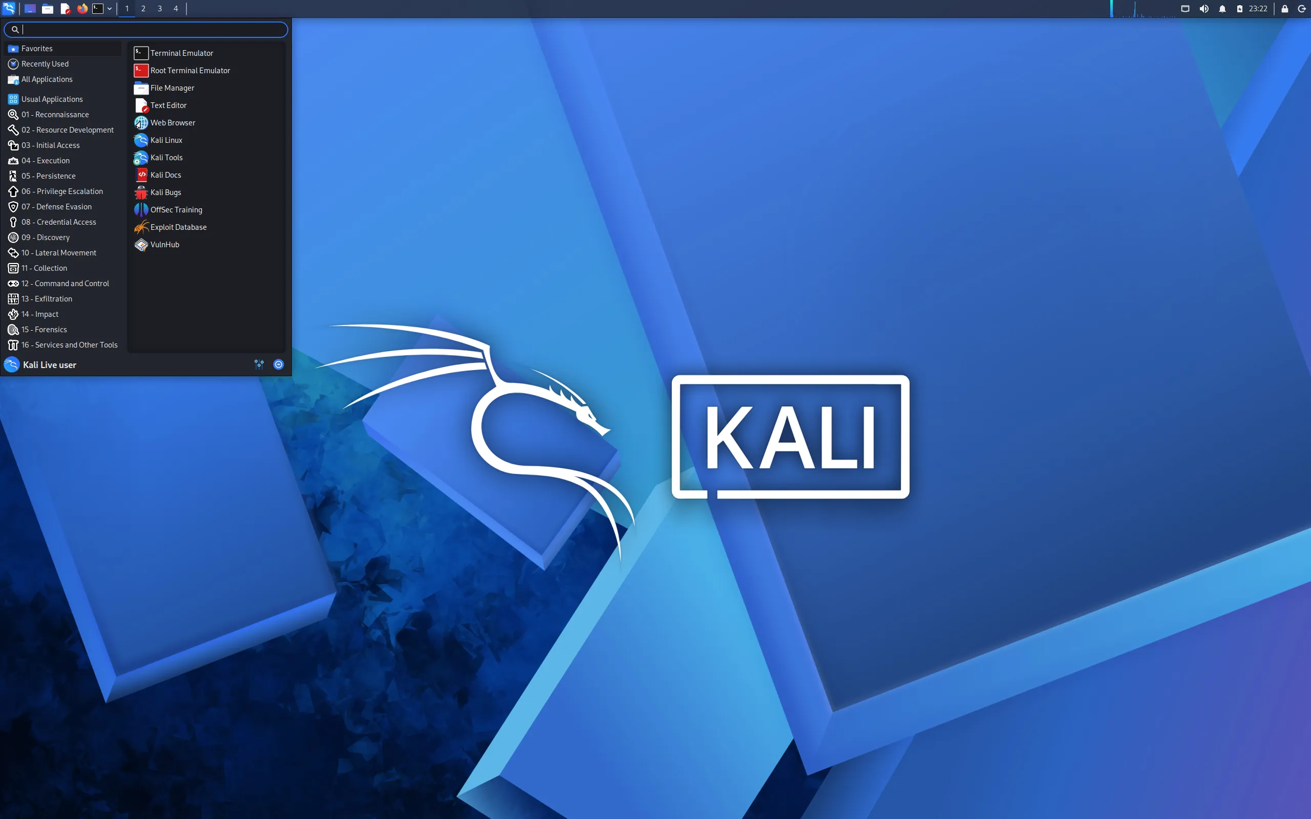 Kali Linux - واجهة المستخدم