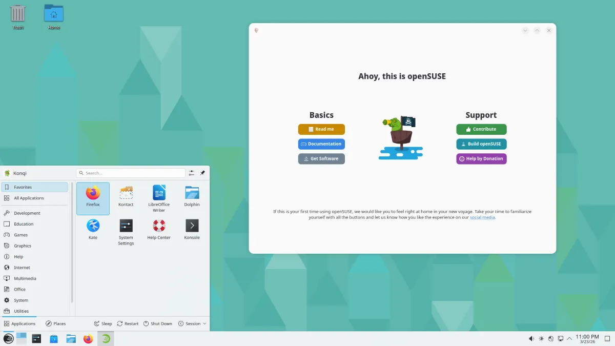 واجهة KDE Plasma على openSUSE