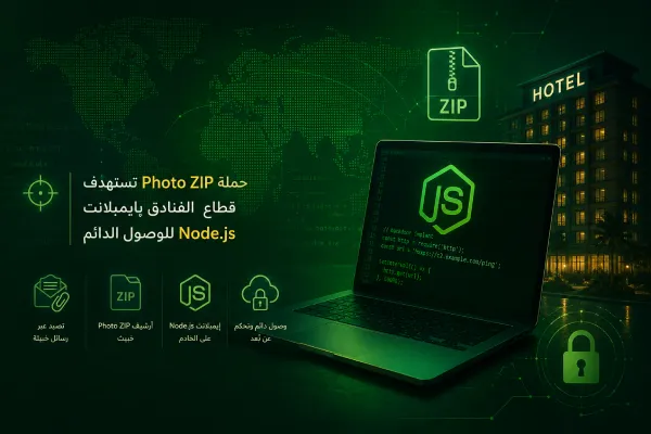 حملة Photo ZIP تستهدف قطاع الفنادق بإيمبلانت Node.js للوصول الدائم