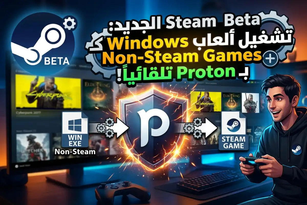 Steam Beta الجديد: تشغيل ألعاب Windows كـ Non-Steam Games بـ Proton تلقائياً