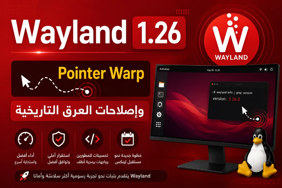 Wayland 1.26: حدث Pointer Warp وإصلاحات العرق التاريخية
