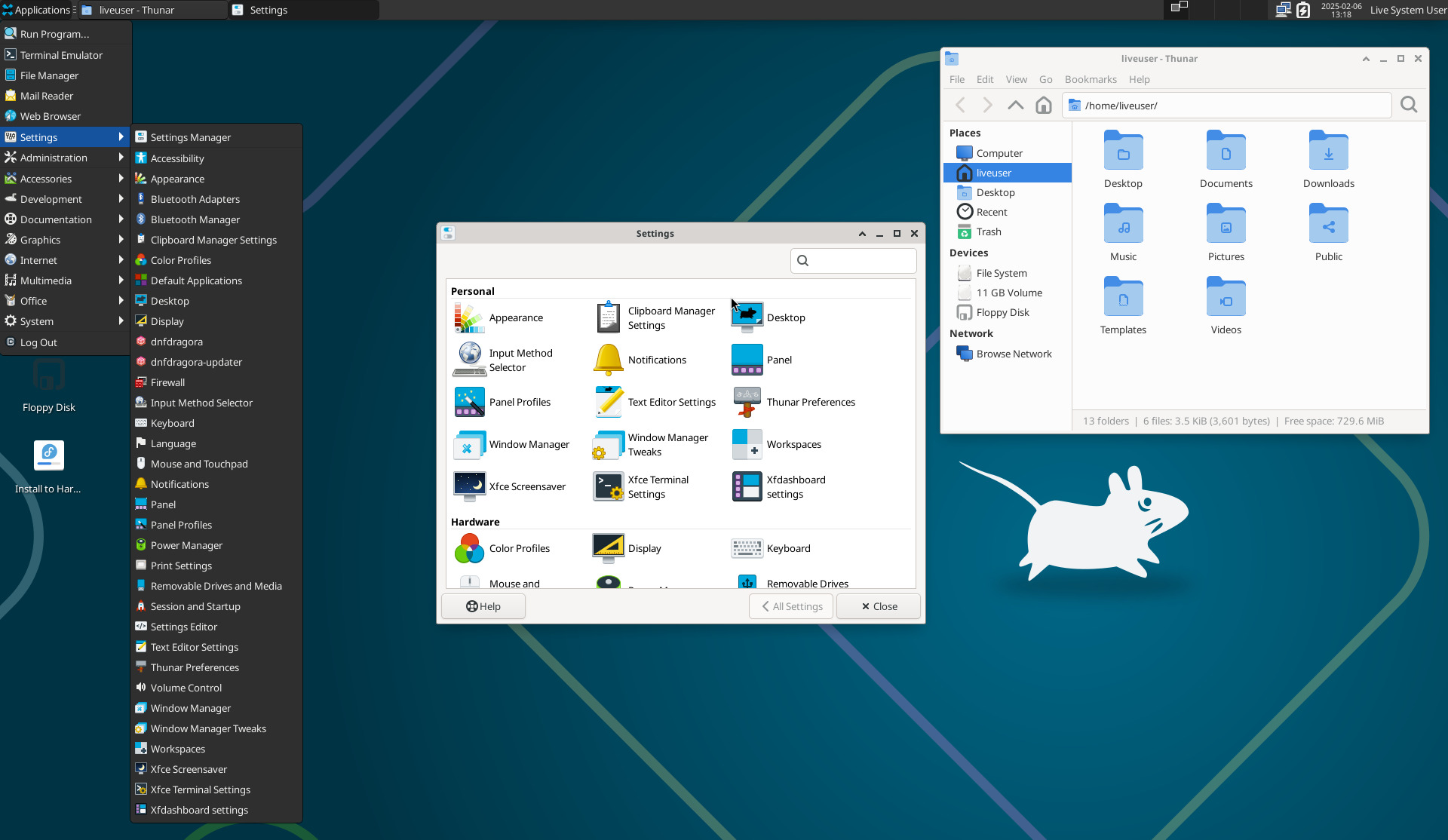 واجهة سطح مكتب Xfce 4.20