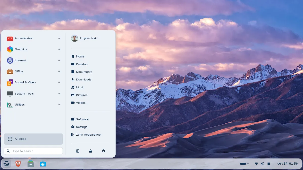 Zorin OS - واجهة شبيهة بالويندوز